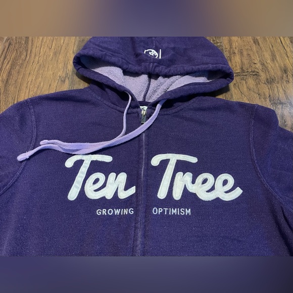 Purple Ten Tree zippered hoodie sweater embroidered Medium mint condition - Picture 3 of 6
